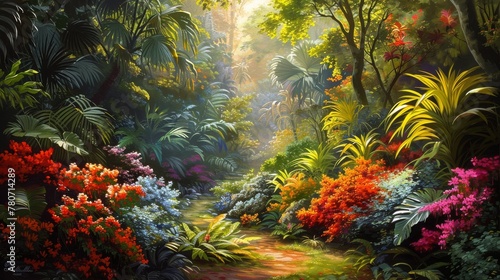 Captivating view of a vibrant, lush garden, alive with color and life, nature's masterpiece