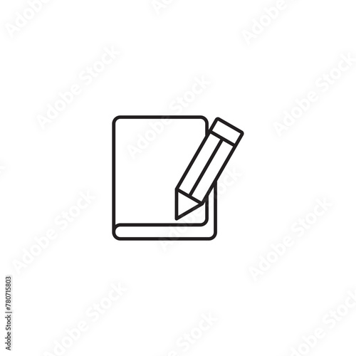 copybook icon vector with pencil 