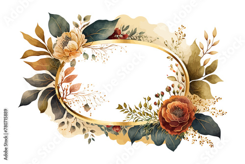 Floral vector frame. Watercolor flower illustration. Celebration background. photo