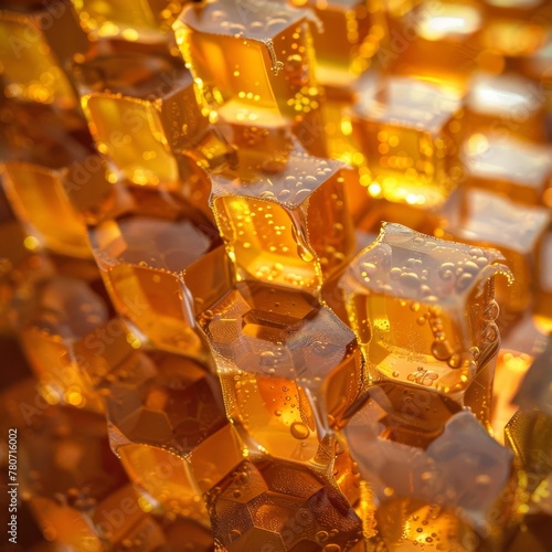 Macro shot of honeycomb, radiant brilliance in each hexagon, nature's perfect geometry
