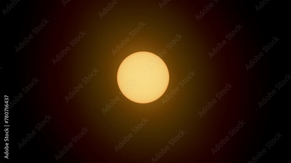 Closeup view of the orange sun before eclipse in center of the frame Closeup view of the orange sun before eclipse in center of the frame