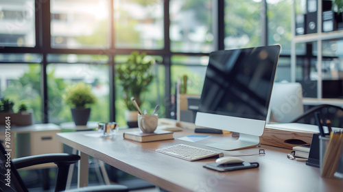 Wallpaper Mural Modern reception area with a blurred background, emphasizing a minimalist reception desk Torontodigital.ca