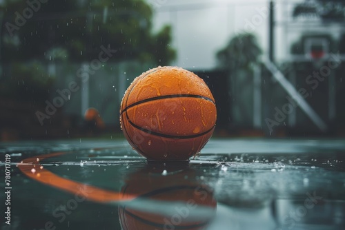 Rainy Day Game: Basketball on Wet Court Surface