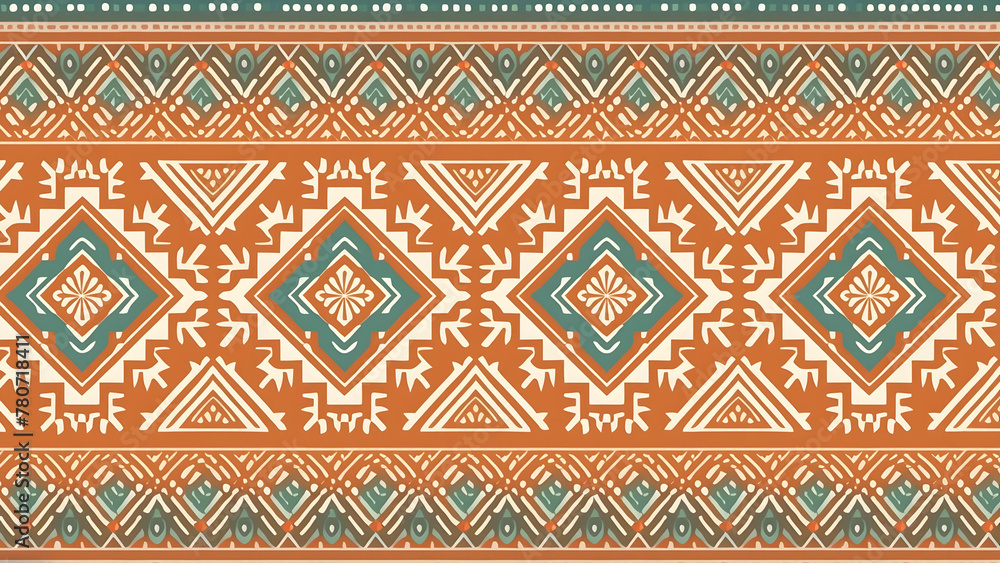 Seamless Ethic Pattern Tribal Motifs Inspired by African and Nomadic Carpets and Rugs. Can be used as background, backdrop, textiles or illustration vector.