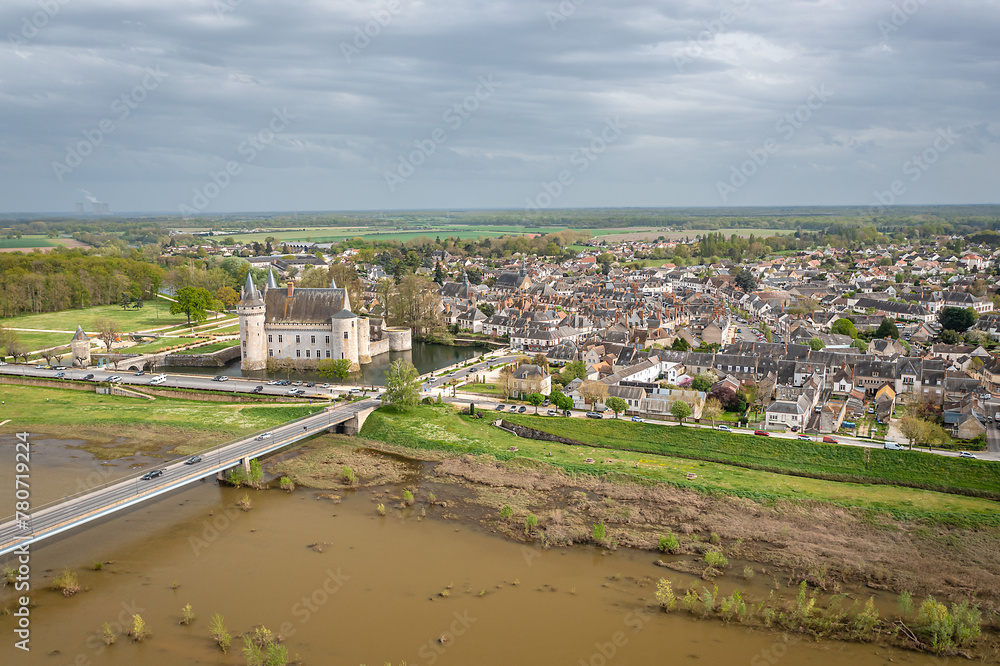 Historical Flooding of Loire River, Sully-sur-Loire, France