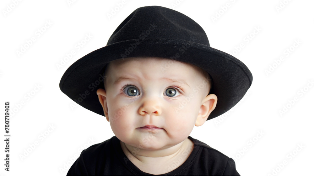 Black hat on baby isolated on transparent background Black hat on baby isolated on transparent background