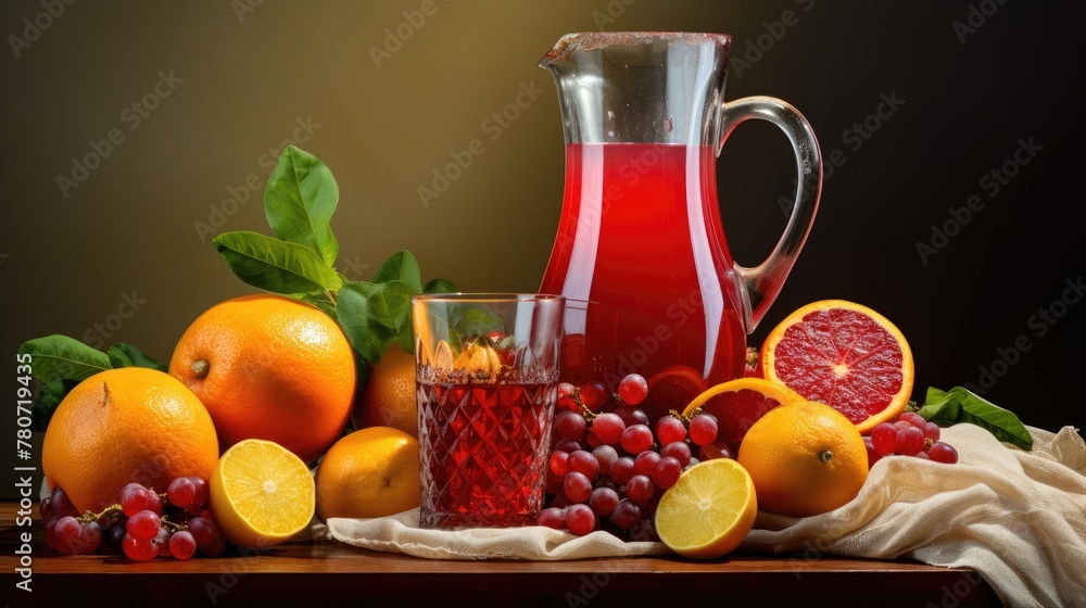 Juice or lemonade in a glass, made from different fruits and berries. A refreshing refreshing drink. A healthy organic drink. Proper nutrition and diet. Juice or lemonade in a glass, made from different fruits and berries. A refreshing refreshing drink. A healthy organic drink. Proper nutrition and diet.