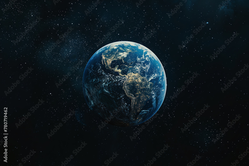 Globe on a dark background, planet earth in space