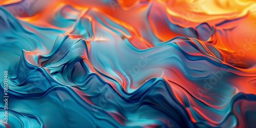 an abstract backdrop featuring sharp orange and blue waves
