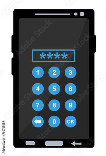 vector illustration icon of numeric keypad smart phone access and security system