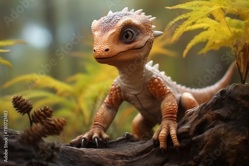 Baby dinosaur in fern forest © lattesmile