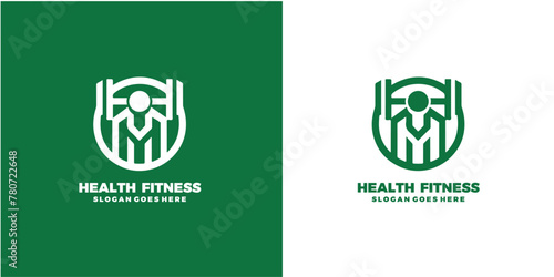 Health fitness logo design template. Vector illustration