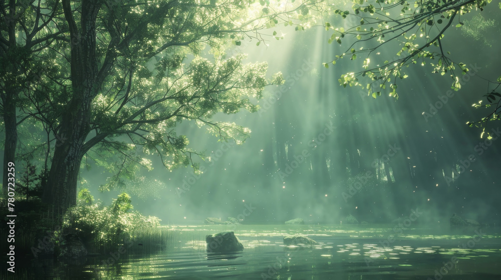 misty morning in the forest misty morning in the forest