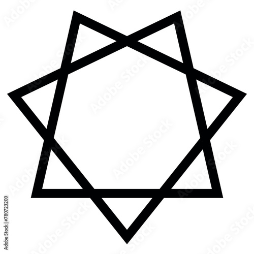 heptagram shape symbol, black and white vector silhouette illustration of septagram seven-point star photo