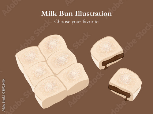 milk bun vector thailand bread illustration japanese homemade sweet bake cake bun bakery indonesia