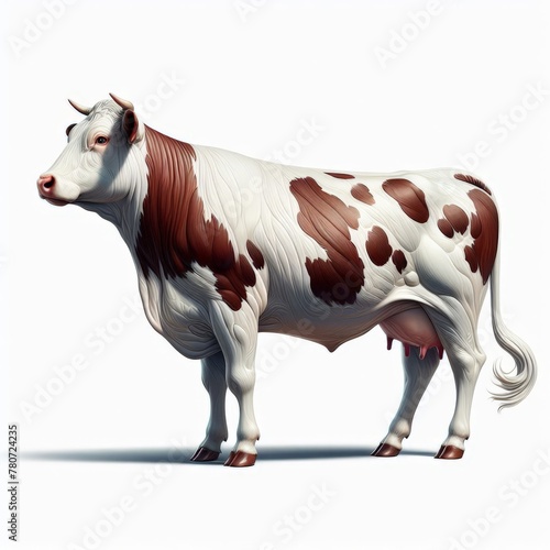 Image of isolated cow against pure white background, ideal for presentations 