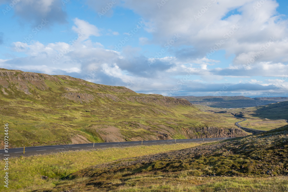 Fototapeta premium View over a valley in Borgarfjordur in Iceland