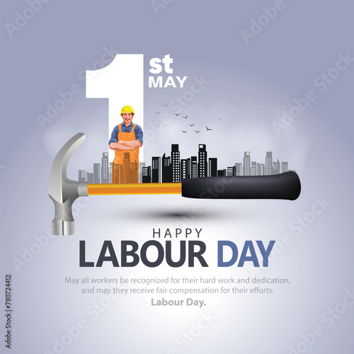 happy Labour day or international workers day vector illustration. labor day and may day celebration design.
