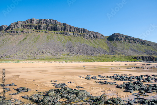 Raudasandur beach in the westfjords of Iceland photo