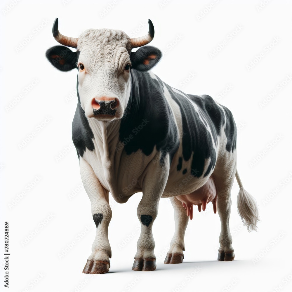 Image of isolated cow against pure white background, ideal for presentations
