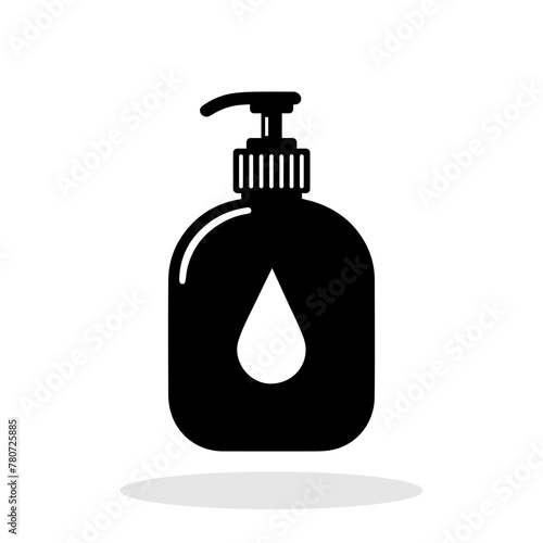 Liquid soap bottle icon. Hand gel icon. Black body soap icon isolated on white background