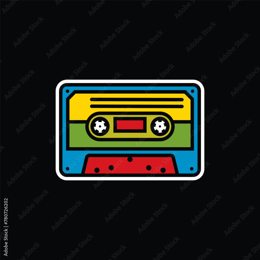 Original vector illustration. The contour icon of a retro audio cassette. Original vector illustration. The contour icon of a retro audio cassette.