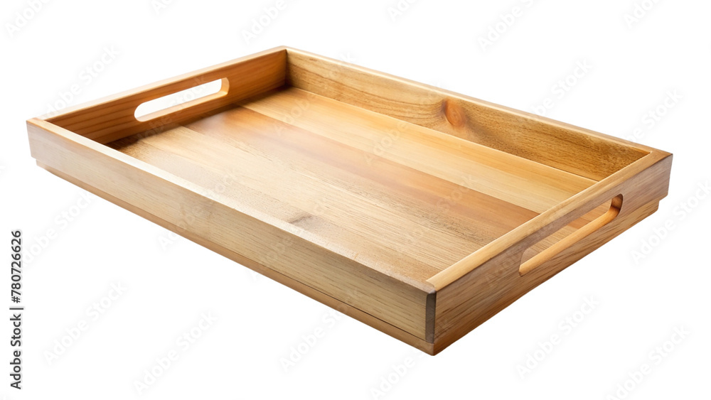 Empty wooden tray isolated on transparent background Empty wooden tray isolated on transparent background