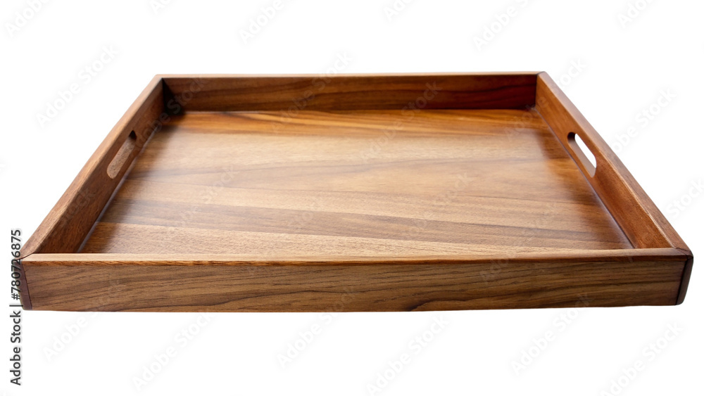 Empty wooden tray isolated on transparent background Empty wooden tray isolated on transparent background