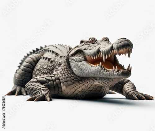 Image of isolated crocodile against pure white background  ideal for presentations 