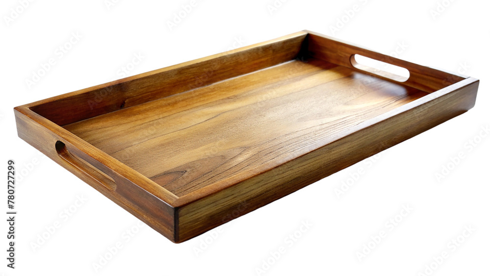 Empty wooden tray isolated on transparent background Empty wooden tray isolated on transparent background