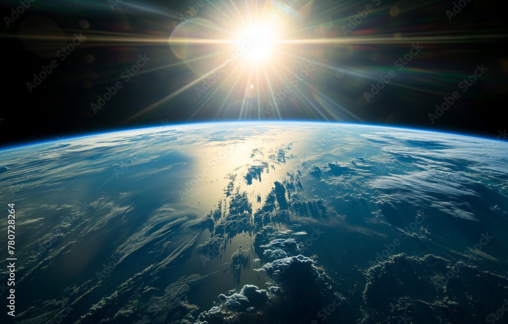 Majestic sunlight illuminating earth's atmosphere from space Majestic sunlight illuminating earth's atmosphere from space