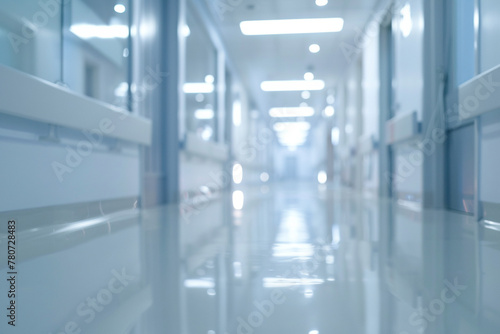 Abstract Blurred Hospital Corridor with Bright Lighting