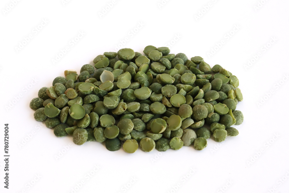 Green split peas isolated on white background Green split peas isolated on white background