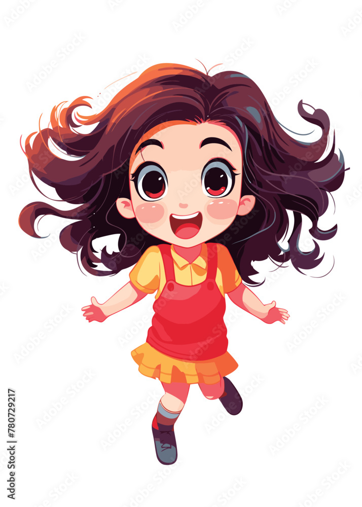 Obraz premium Vector cartoon girl character