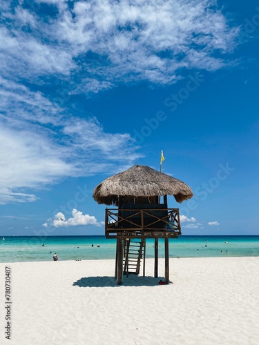 Lifeguard Watchtower, Playacar Beach, Quintana Roo, sunny day, Mexico photo