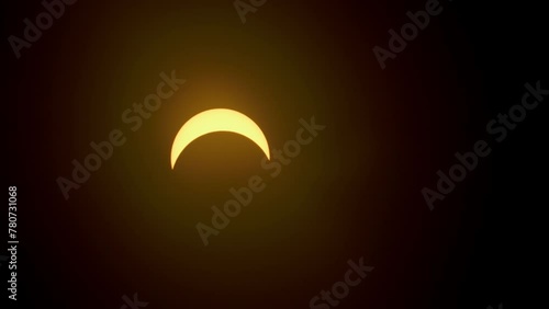 Partial solar eclipse by moon time lapse closeup