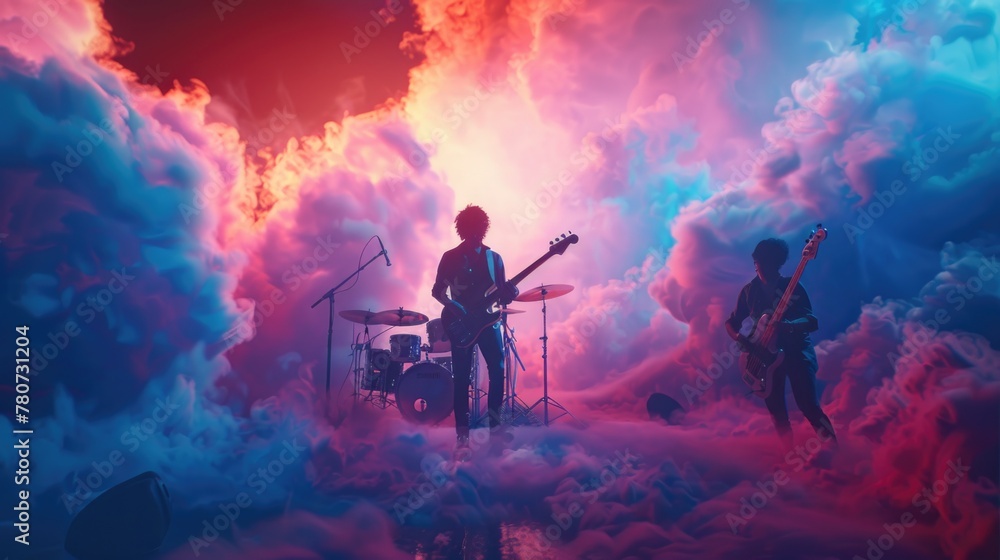 © Anastasiia - Vibrant Rock Concert with Energetic Band Performance in Haze