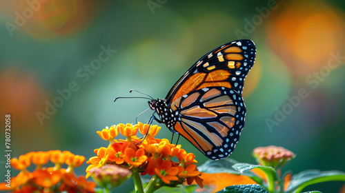 A tranquil scene of a butterfly delicately resting on a blossom, showcasing the beauty and serenity of nature's moments.