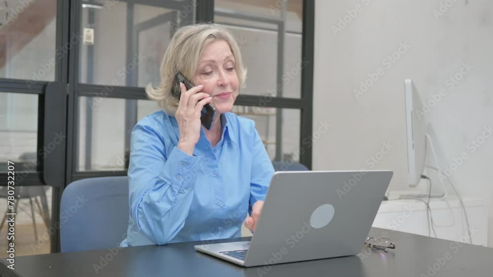 Senior Old Woman Talking on phone for Business Senior Old Woman Talking on phone for Business