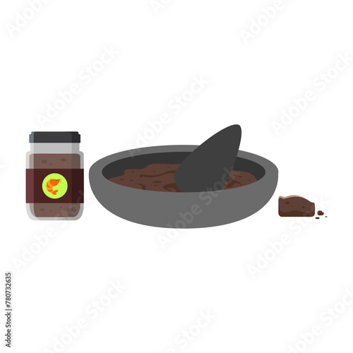 Shrimp paste cartoon. Shrimp paste chili sauce vector. Digital art illustration. photo