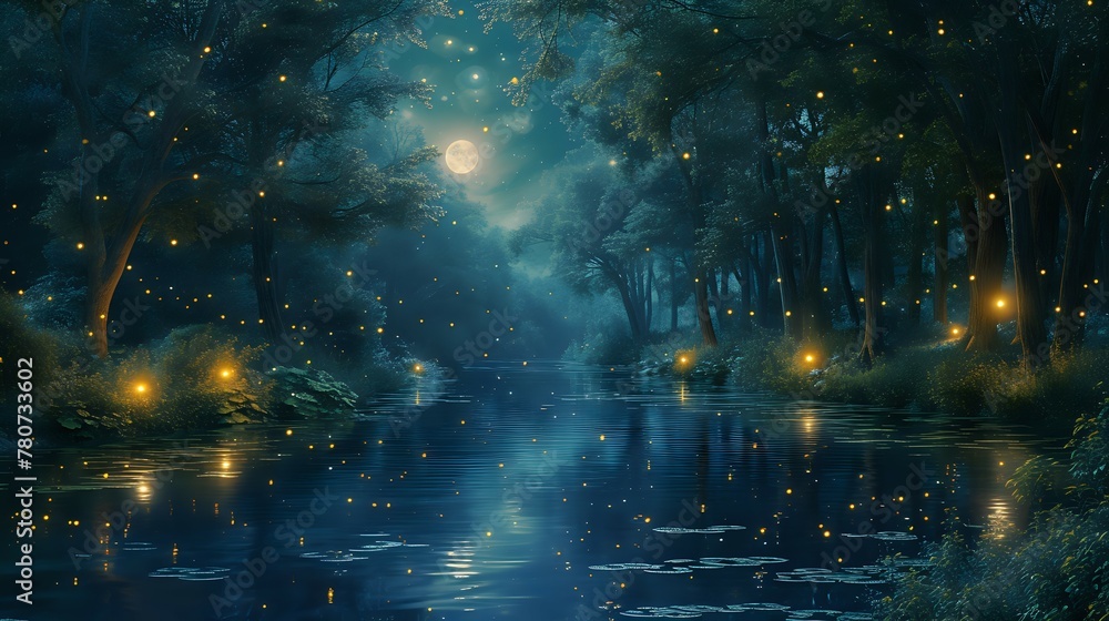 Enchanted Night Forest Trail./n