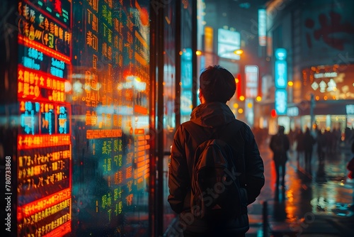 Neon-Drenched Cityscape Reflects Financial Analyst's Study of Cryptocurrency Market Dynamics © Prince