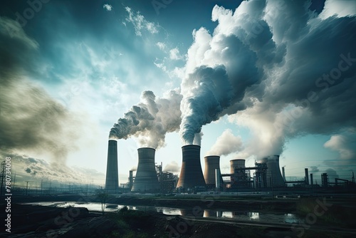 Industrial smokestacks emitting pollution
