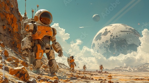 A planetary exploration team of AI robots searching for signs of life and resources in the galaxy photo