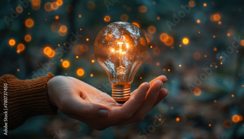 A hand holding a light bulb by AI generated image