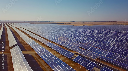 Impressive Solar Panel Farm Glinting Under the Clear Blue Sky © Mason