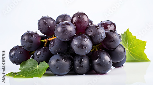 A Group of Fresh Black Grape Fruit On Isolated White Background photo