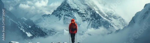 High-altitude trekking in the Himalayas, epic, adventure, travel, cinematic
