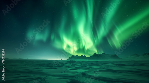 Green auroras over arctic glaciers. © Gun