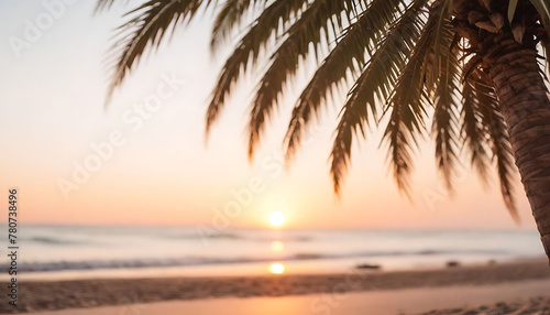 Summer beach background shot in blur and bokeh effect with macro photo
